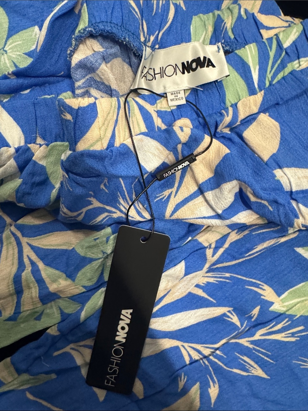 Fashion Nova Royal Blue Floral Wide-Leg Pants - Picture 4 of 5